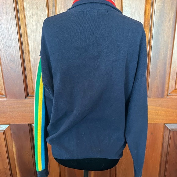 Urban Outfitters Women's Molly Half Zip Navy Blue Rainbow Strip Sweater Sz M - Picture 5 of 12